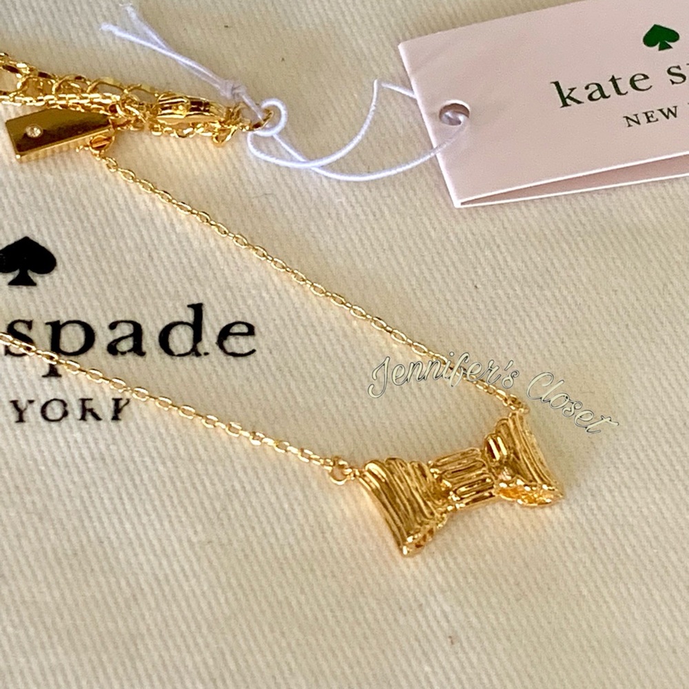 NWT ♠️ Kate Spade Mini Bow Pendant Necklace & Earrings Set - Picture 6 of 11